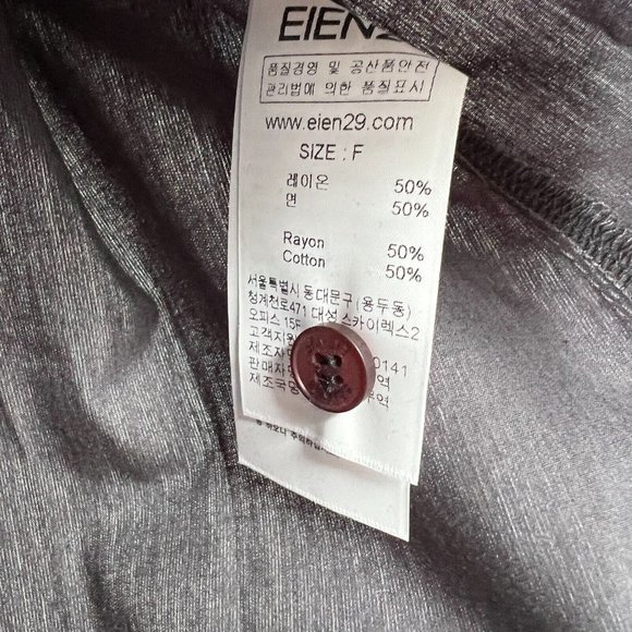 Eien29 Women's Simple Half Button Down Shirt Woven Polo Charcoal Gray One Size F - Picture 7 of 8